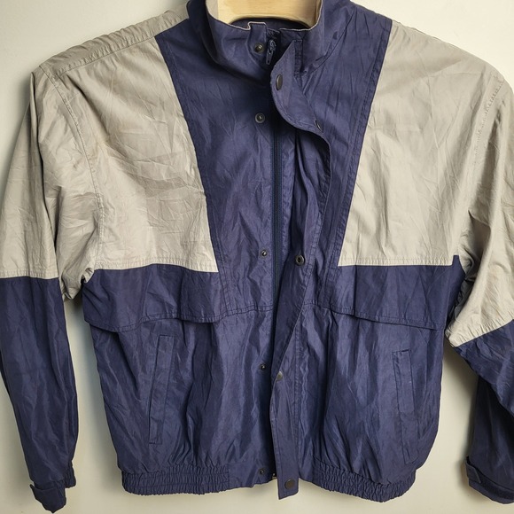 Foursome XL TG Jacket Windbreaker Beige Blue Color Block Full Zip Golf Mens - Picture 3 of 9